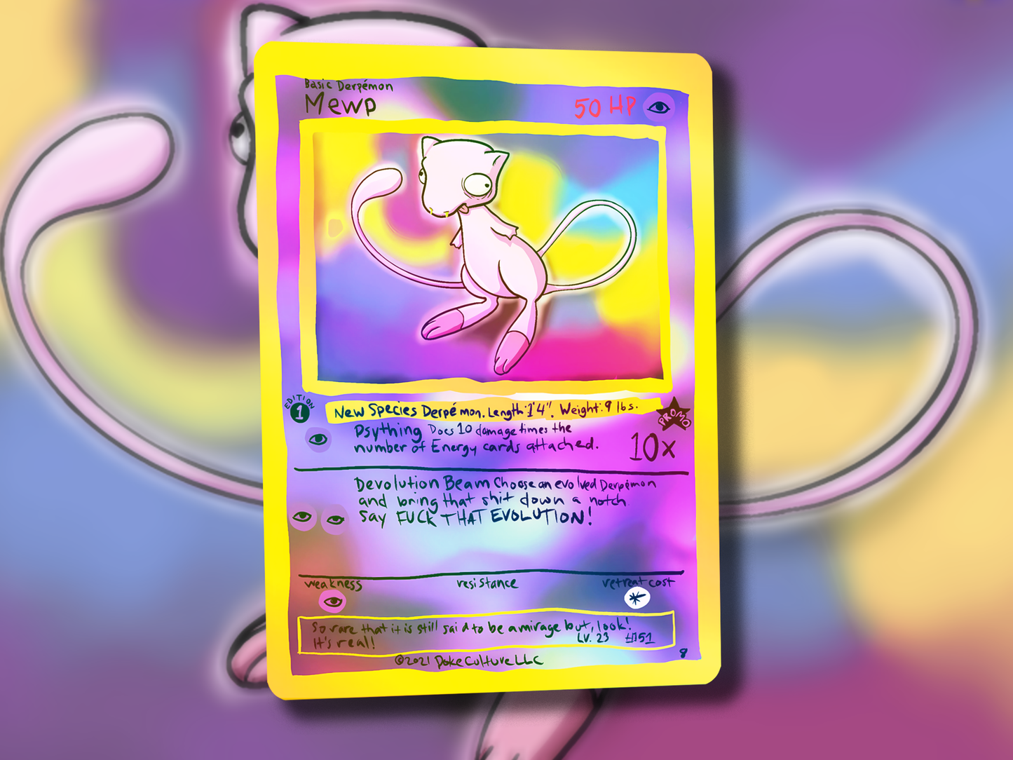 Derpy Mew Pokemon Card - Mewp