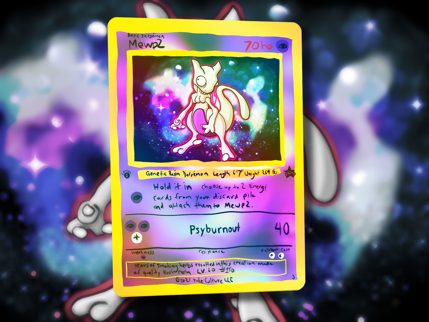 Derpy Mewtwo Pokemon Card - Mewp2