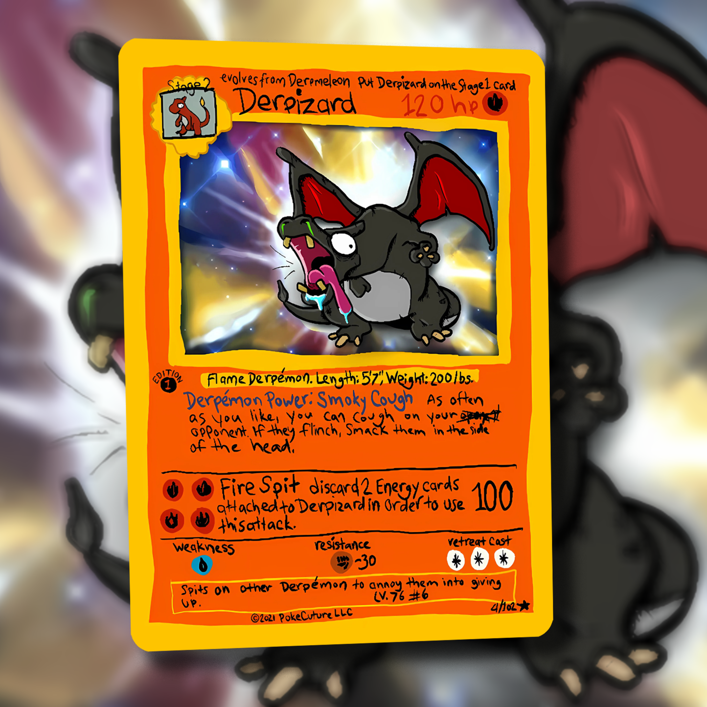 Shiny Derpy Charizard Pokemon Card - Shiny Derpizard