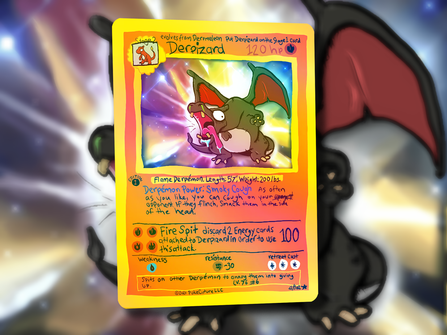 Shiny Derpy Charizard Pokemon Card - Shiny Derpizard