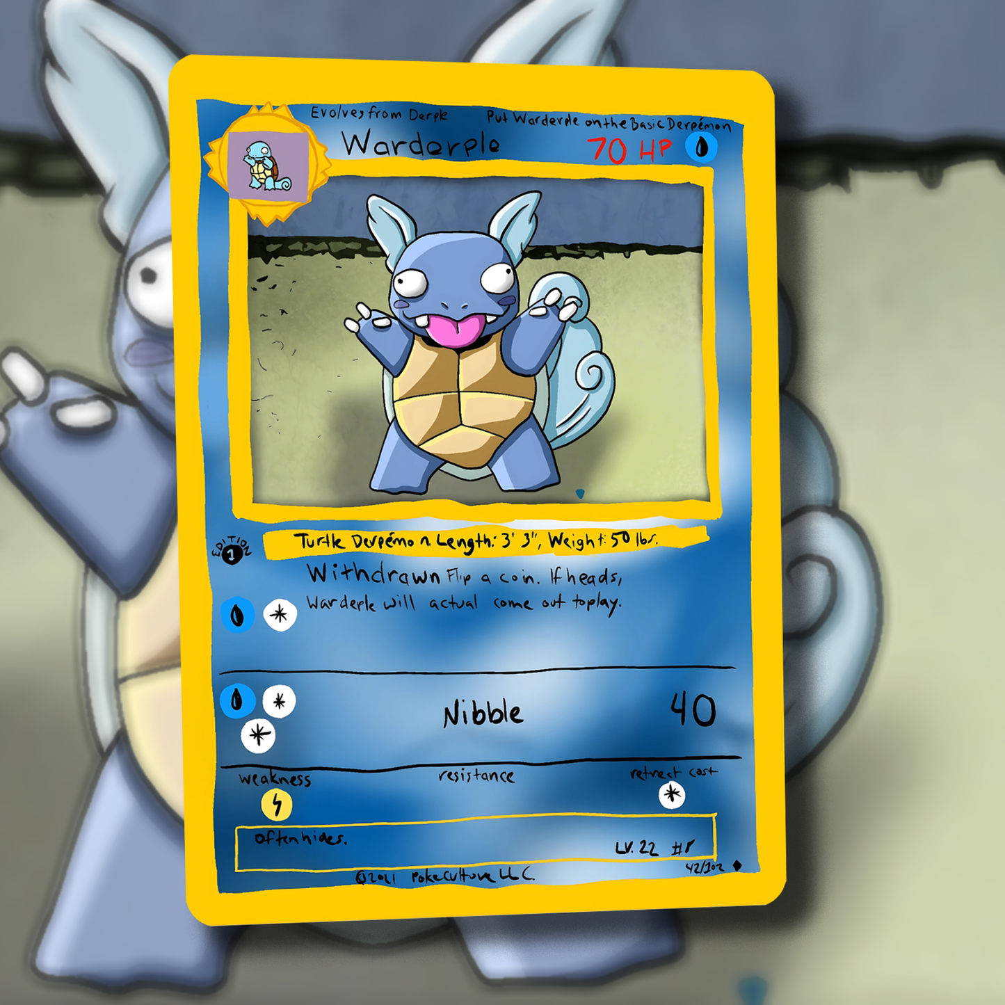Derpy Wartortle Pokemon Card - Warderple