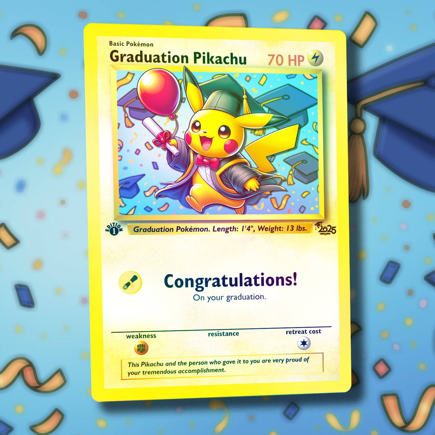Graduation Pikachu Card