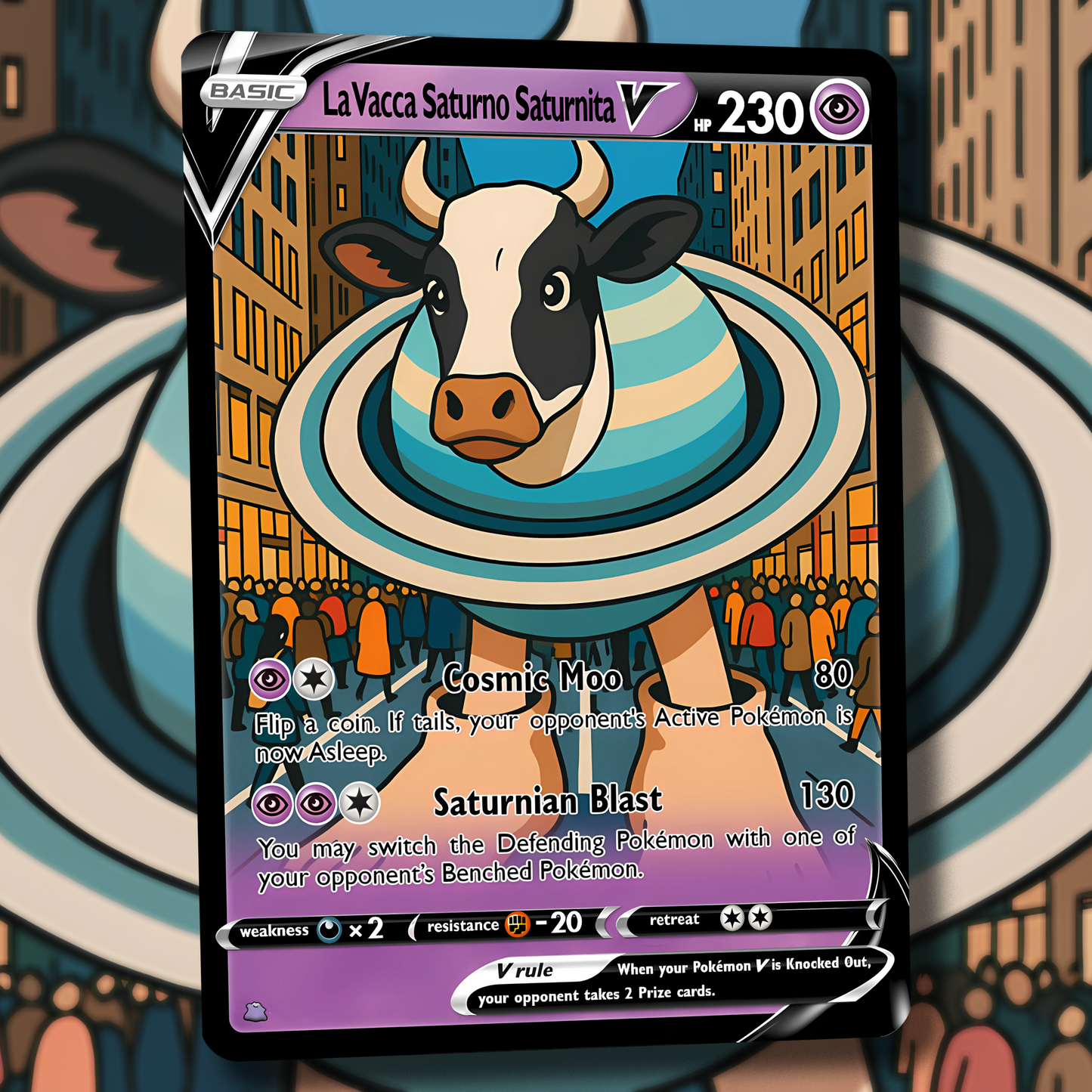 La Vacca Saturno Saturnita V Pokemon Card - Italian Brain Rot