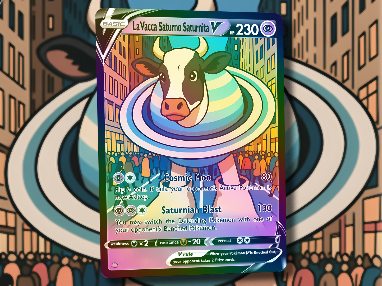 La Vacca Saturno Saturnita V Pokemon Card - Italian Brain Rot