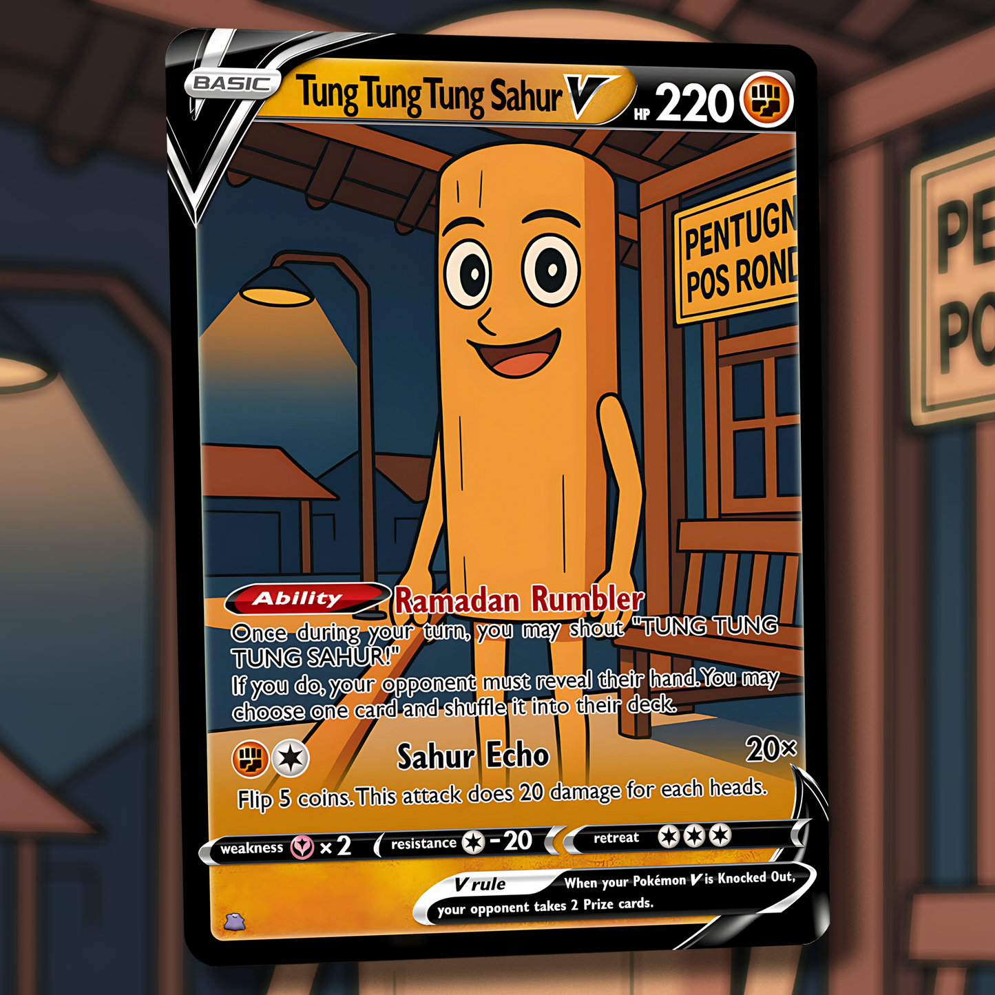 Tung Tung Tung Sahur V Pokemon Card - Italian Brain Rot