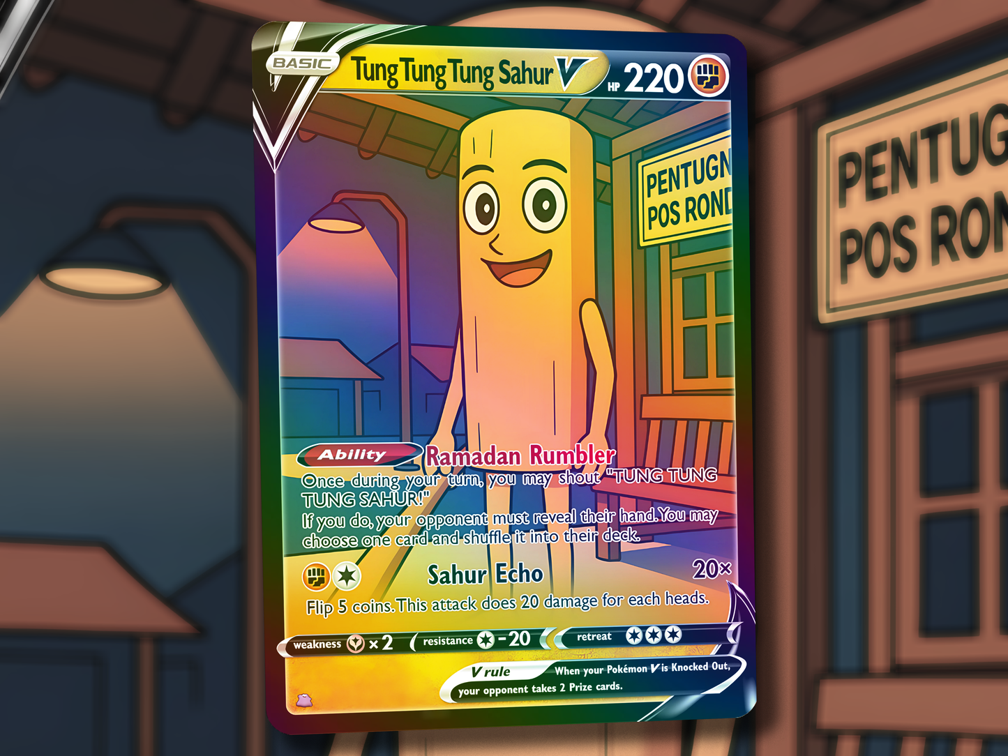 Tung Tung Tung Sahur V Pokemon Card - Italian Brain Rot