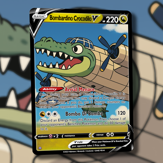 Bombardino Crocodilo V Pokemon Card - Italian Brain Rot