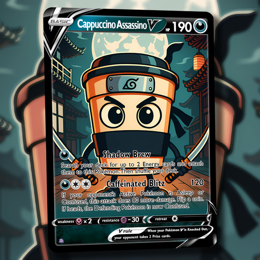 Cappuccino Assassino V Pokemon Card - Italian Brain Rot