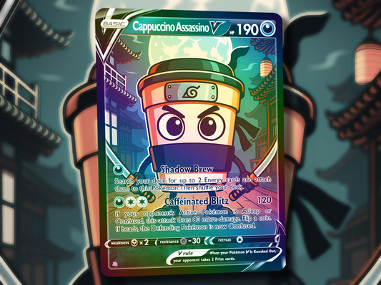 Cappuccino Assassino V Pokemon Card - Italian Brain Rot