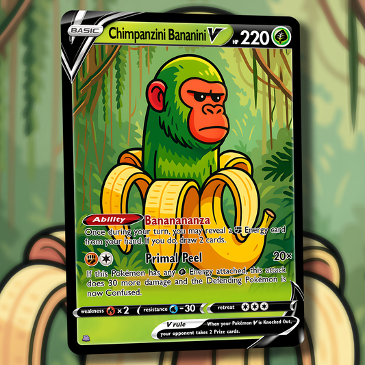 Chimpanzini Bananini V Pokemon Card - Italian Brain Rot
