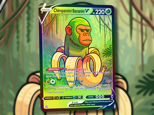 Chimpanzini Bananini V Pokemon Card - Italian Brain Rot