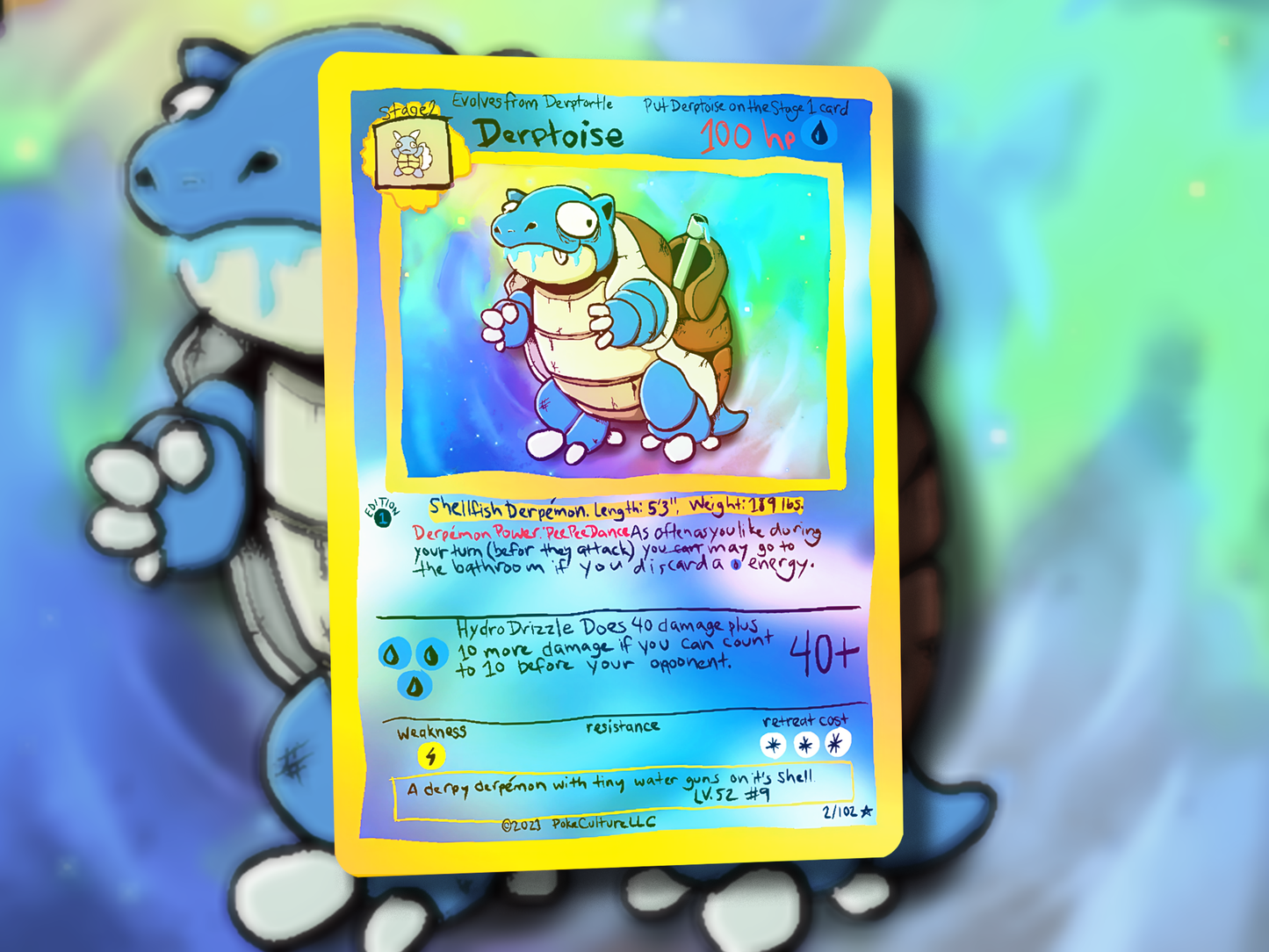 Derpy Blastoise Pokemon Card - Derptoise