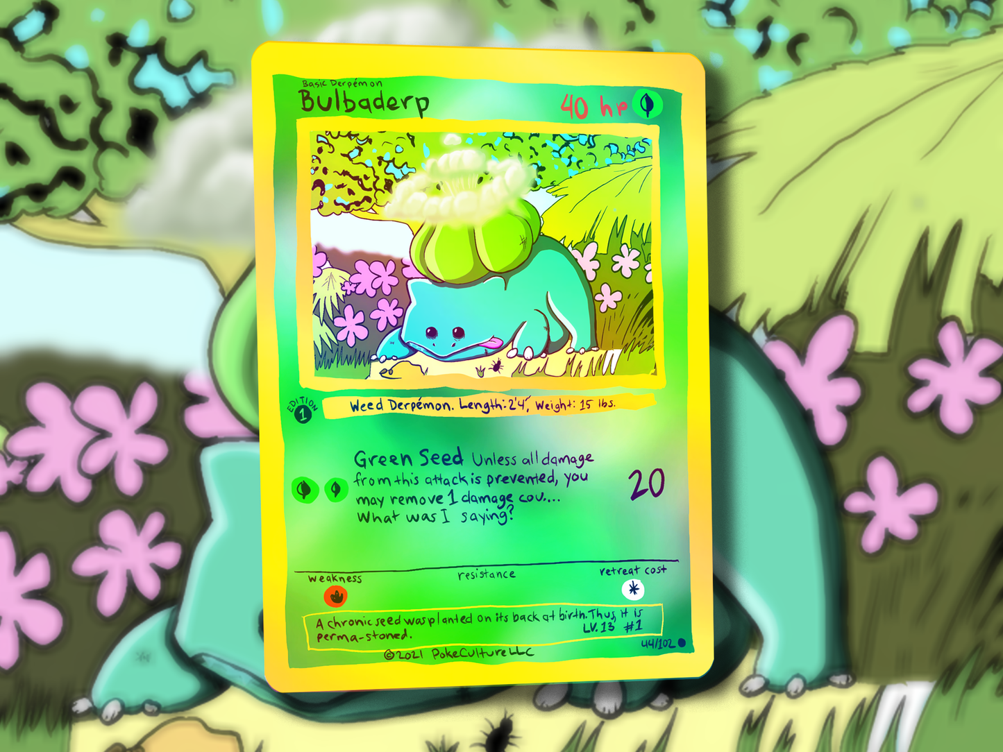 Derpy Bulbasaur Pokemon Card - Bulbaderp