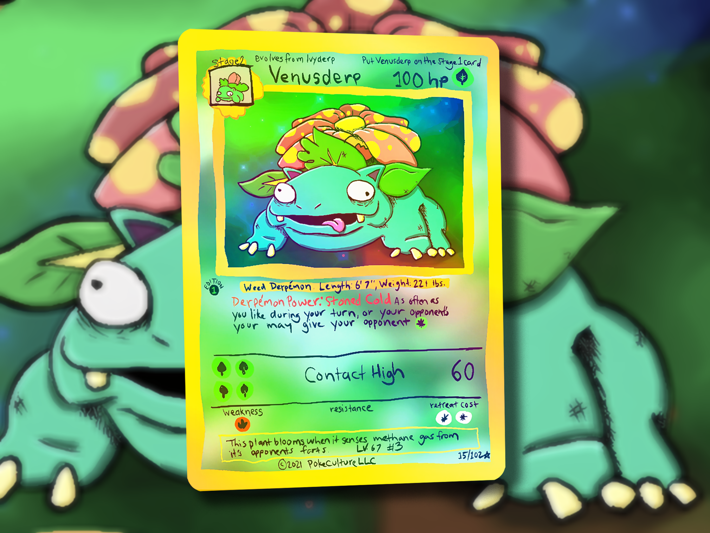 Derpy Venusaur Pokemon Card - Venusderp